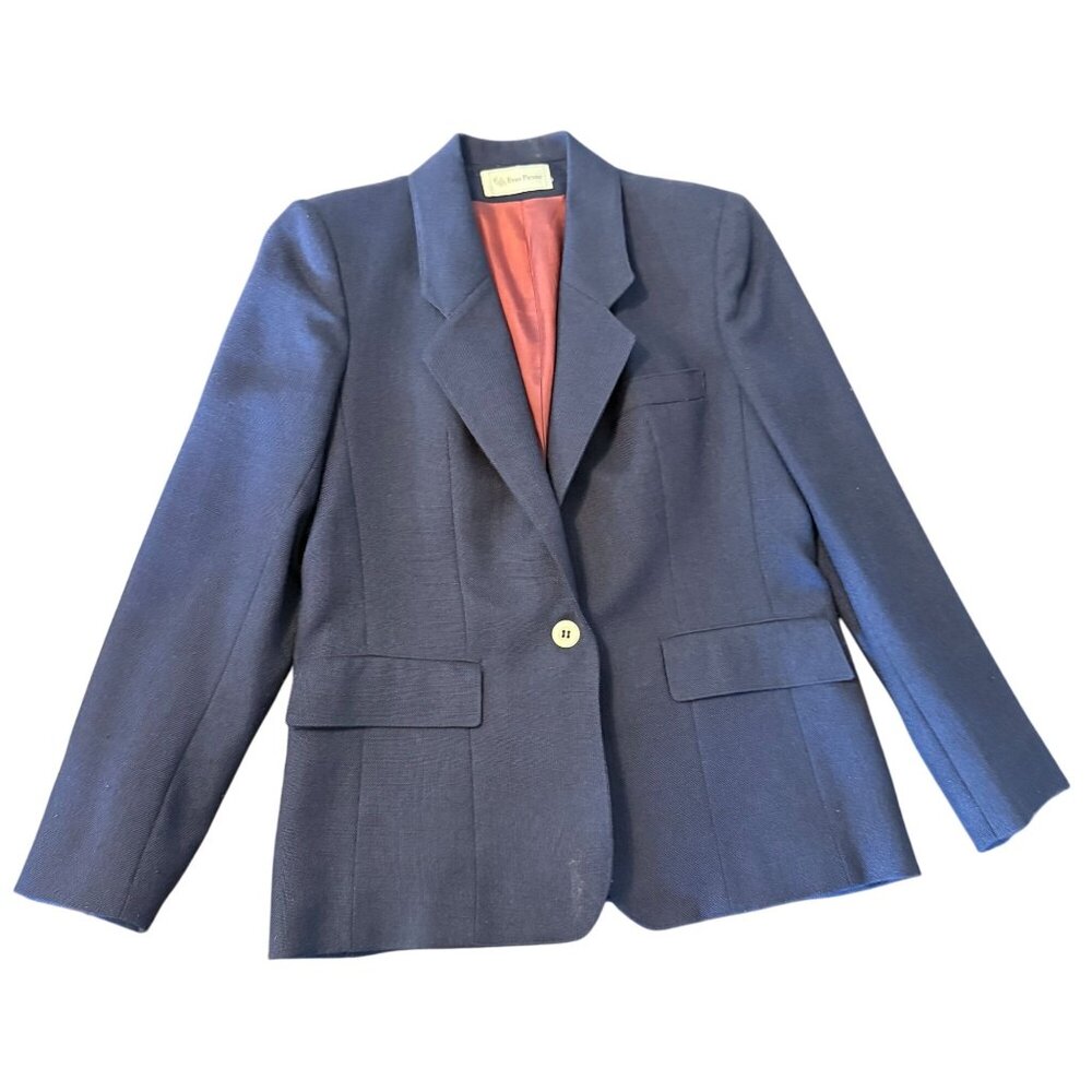 Vintage preppy Evan-Picone‎ Navy Blazer Women’s 80s Career Jacket USA Sz S